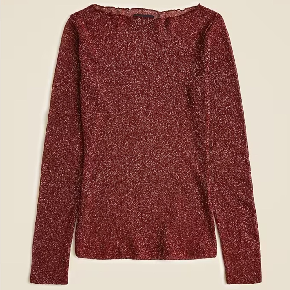 J Crew Collection Sheer Metallic Boatneck Top